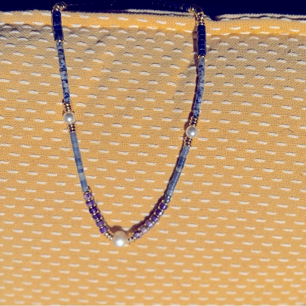 Elegant Blue and Purple Beaded Necklace